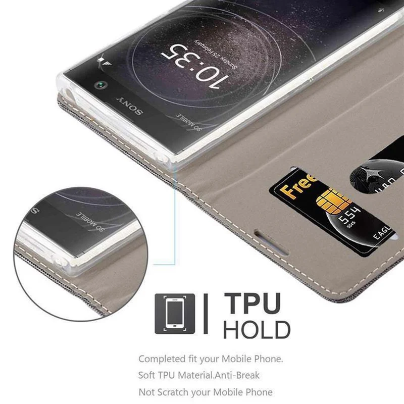 Cadorabo Hülle kompatibel mit Sony Xperia XA2 Schutzhülle mit Magnetverschluss, Standfunktion und Kartenfach