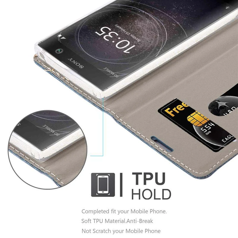 Cadorabo Hülle kompatibel mit Sony Xperia XA2 Schutzhülle mit Magnetverschluss, Standfunktion und Kartenfach