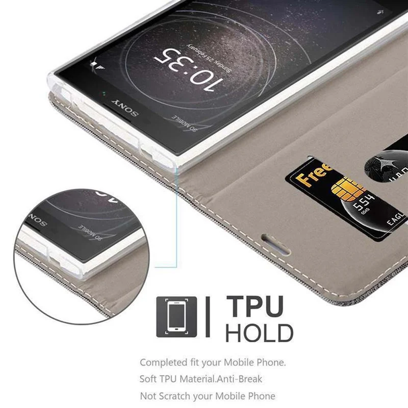 Cadorabo Hülle kompatibel mit Sony Xperia L2 Schutzhülle mit Magnetverschluss, Standfunktion und Kartenfach