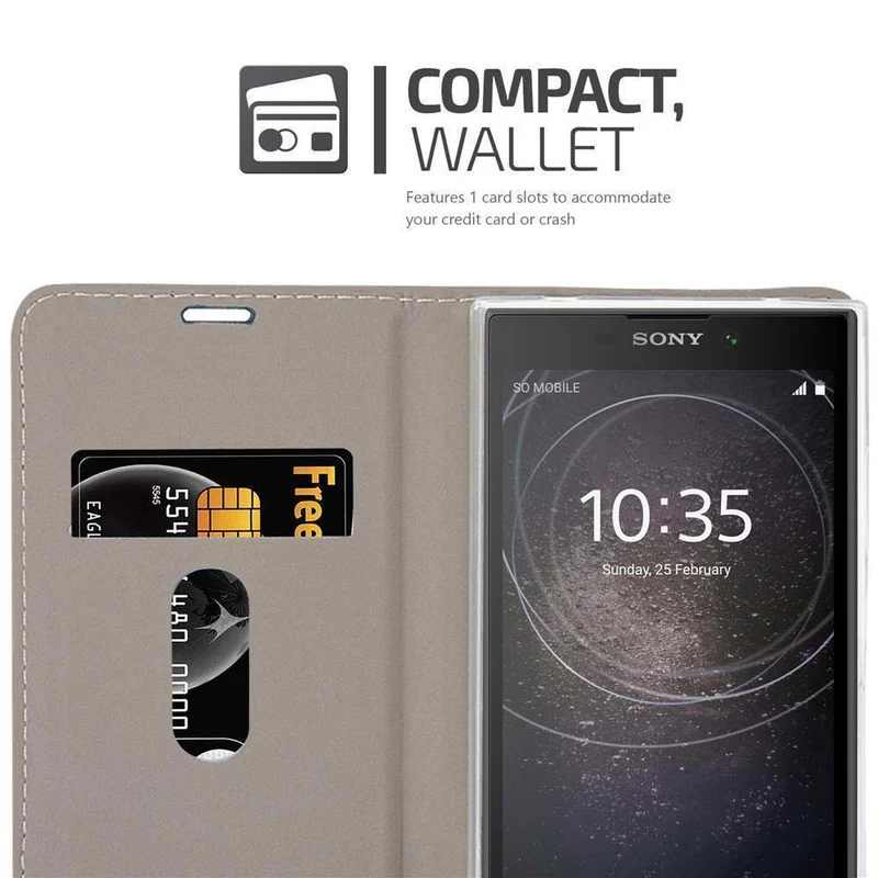Cadorabo Hülle kompatibel mit Sony Xperia L2 Schutzhülle mit Magnetverschluss, Standfunktion und Kartenfach