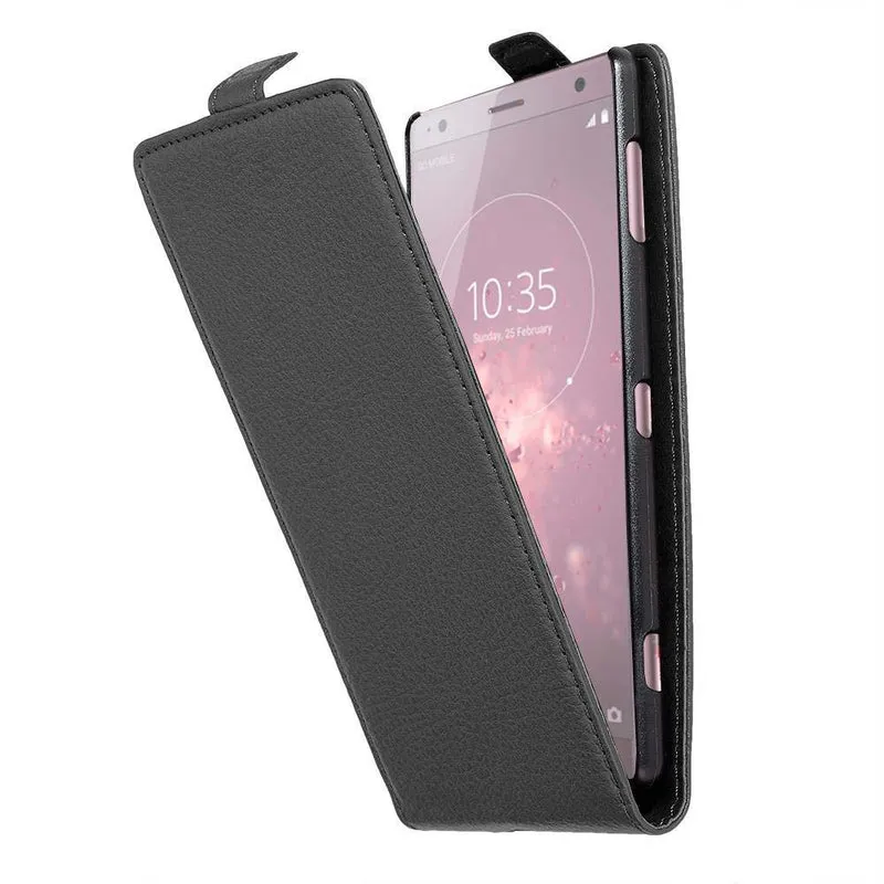 Cadorabo Hülle kompatibel mit Sony Xperia XZ2 Schutzhülle im Flip Design aus strukturiertem Kunstleder