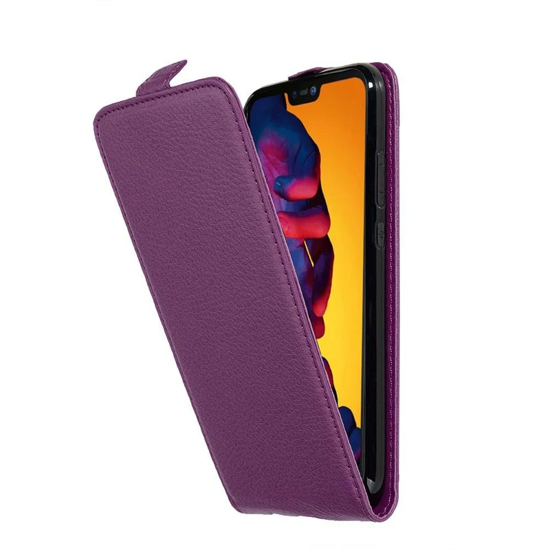 Cadorabo Hülle kompatibel mit Huawei P20 LITE 2018 / NOVA 3E Schutzhülle im Flip Design aus strukturiertem Kunstleder