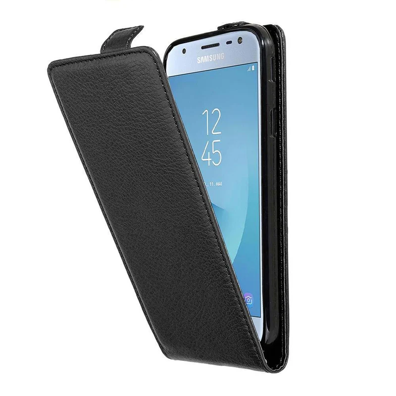 Cadorabo Hülle kompatibel mit Samsung Galaxy J3 2017 Schutzhülle im Flip Design aus strukturiertem Kunstleder