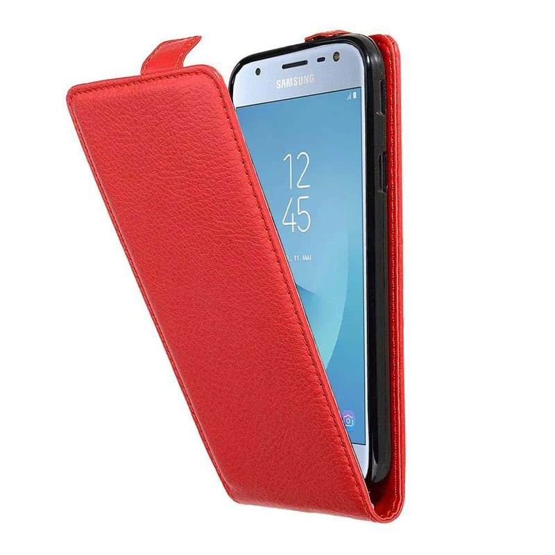 Cadorabo Hülle kompatibel mit Samsung Galaxy J3 2017 Schutzhülle im Flip Design aus strukturiertem Kunstleder