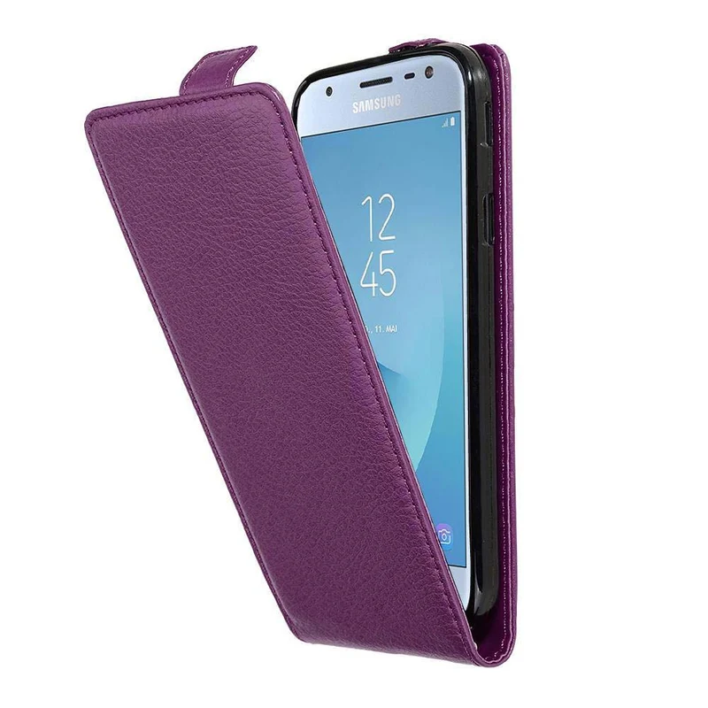 Cadorabo Hülle kompatibel mit Samsung Galaxy J3 2017 Schutzhülle im Flip Design aus strukturiertem Kunstleder