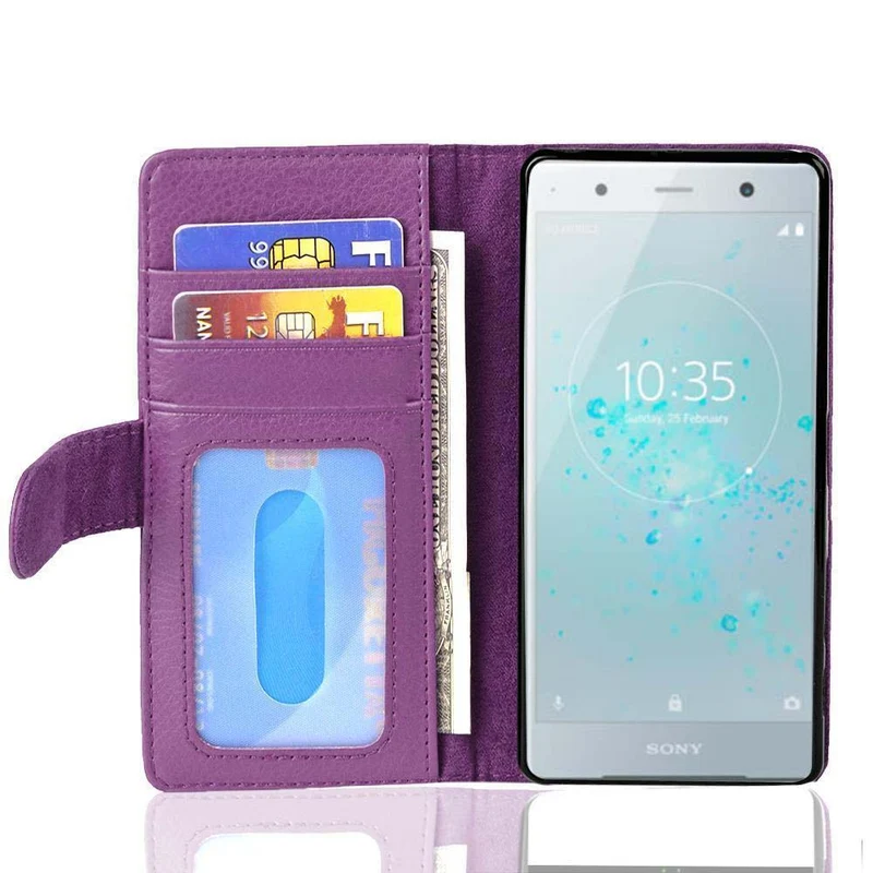 Cadorabo Hülle kompatibel mit Sony Xperia XZ2 Schutzhülle mit Magnetverschluss und 3 Kartenfächern