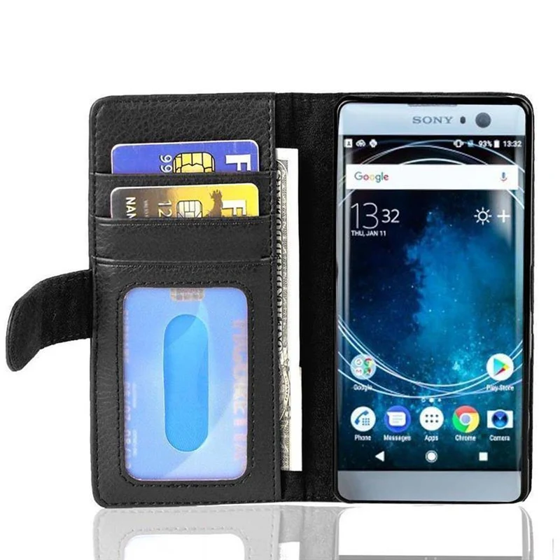 Cadorabo Hülle kompatibel mit Sony Xperia XA2 Schutzhülle mit Magnetverschluss und 3 Kartenfächern