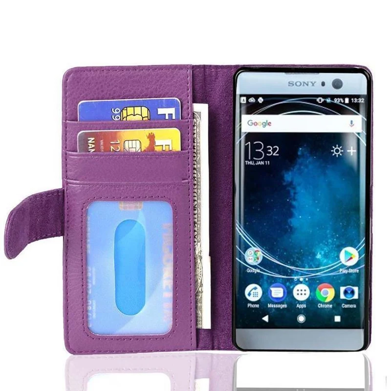 Cadorabo Hülle kompatibel mit Sony Xperia XA2 Schutzhülle mit Magnetverschluss und 3 Kartenfächern