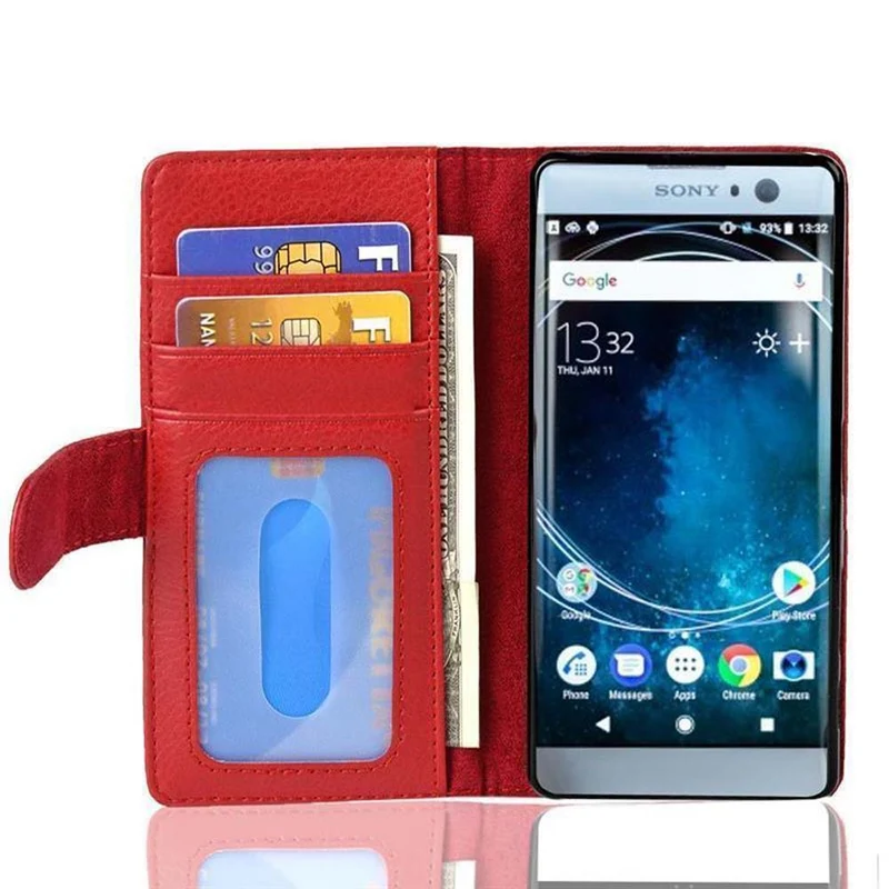 Cadorabo Hülle kompatibel mit Sony Xperia XA2 Schutzhülle mit Magnetverschluss und 3 Kartenfächern