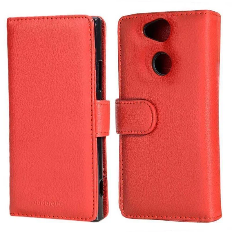 Cadorabo Hülle kompatibel mit Sony Xperia XA2 Schutzhülle mit Magnetverschluss und 3 Kartenfächern