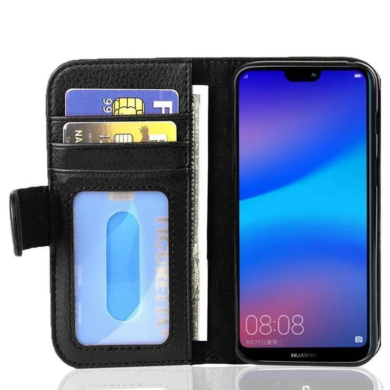 Cadorabo Hülle kompatibel mit Huawei P20 LITE 2018 / NOVA 3E Schutzhülle mit Magnetverschluss und 3 Kartenfächern