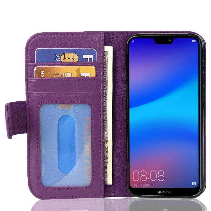 Cadorabo Hülle kompatibel mit Huawei P20 LITE 2018 / NOVA 3E Schutzhülle mit Magnetverschluss und 3 Kartenfächern