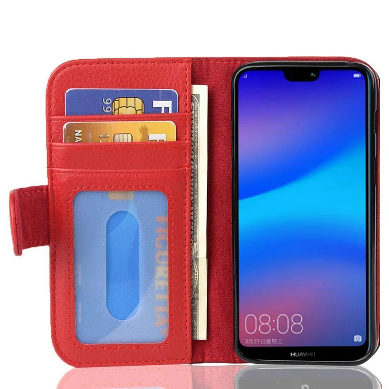 Cadorabo Hülle kompatibel mit Huawei P20 LITE 2018 / NOVA 3E Schutzhülle mit Magnetverschluss und 3 Kartenfächern