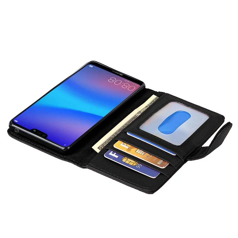 Cadorabo Hülle kompatibel mit Huawei P20 LITE 2018 / NOVA 3E Schutzhülle mit Magnetverschluss und 3 Kartenfächern