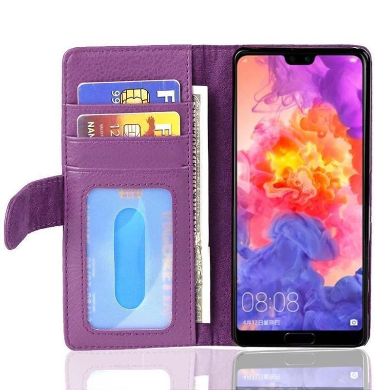 Cadorabo Hülle kompatibel mit Huawei P20 Schutzhülle mit Magnetverschluss und 3 Kartenfächern
