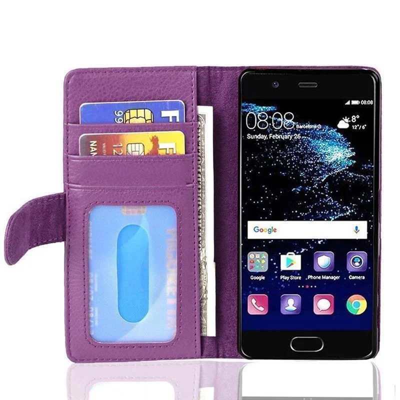 Cadorabo Hülle kompatibel mit Huawei P10 PLUS Schutzhülle mit Magnetverschluss und 3 Kartenfächern