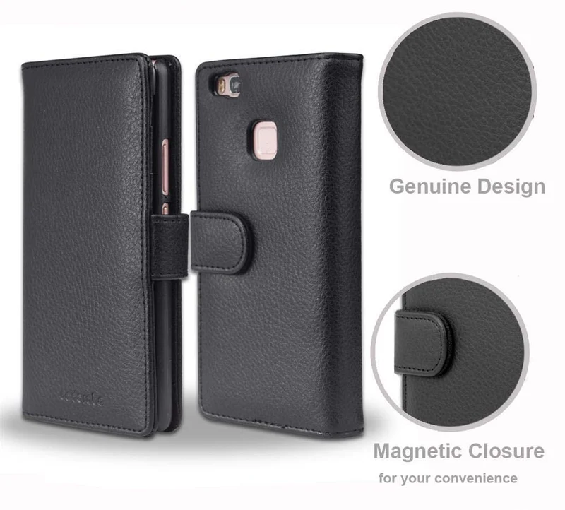Cadorabo Hülle kompatibel mit Huawei P10 LITE Schutzhülle mit Magnetverschluss und 3 Kartenfächern
