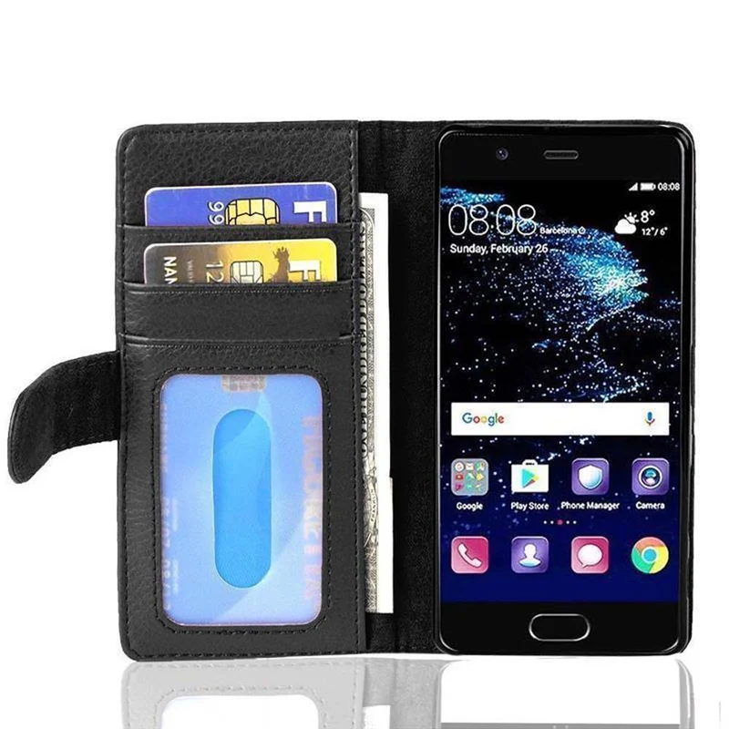 Cadorabo Hülle kompatibel mit Huawei P10 Schutzhülle mit Magnetverschluss und 3 Kartenfächern