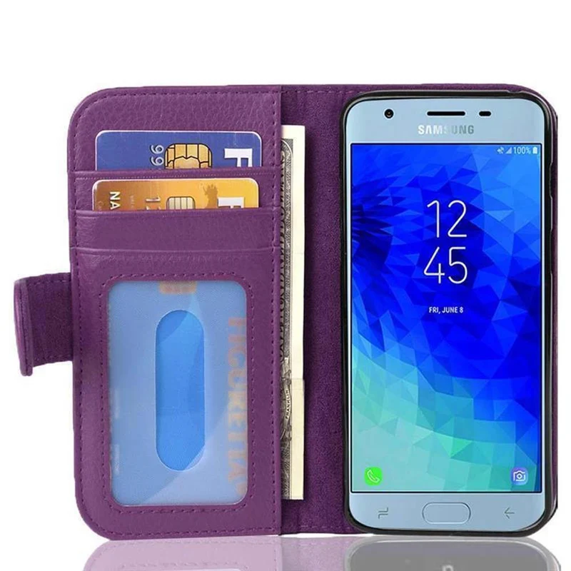 Cadorabo Hülle kompatibel mit Samsung Galaxy J3 2017 Schutzhülle mit Magnetverschluss und 3 Kartenfächern