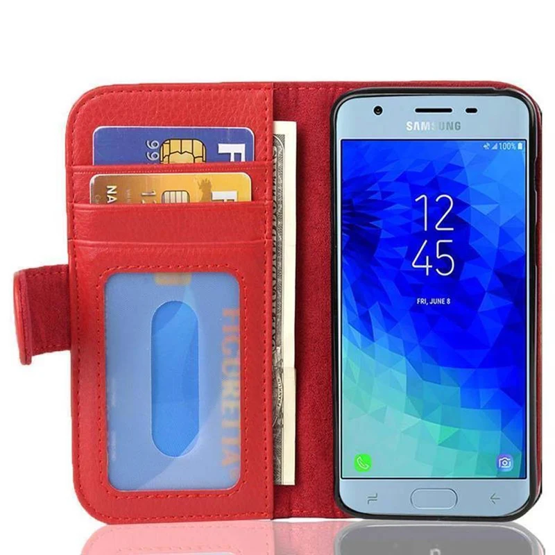 Cadorabo Hülle kompatibel mit Samsung Galaxy J3 2017 Schutzhülle mit Magnetverschluss und 3 Kartenfächern