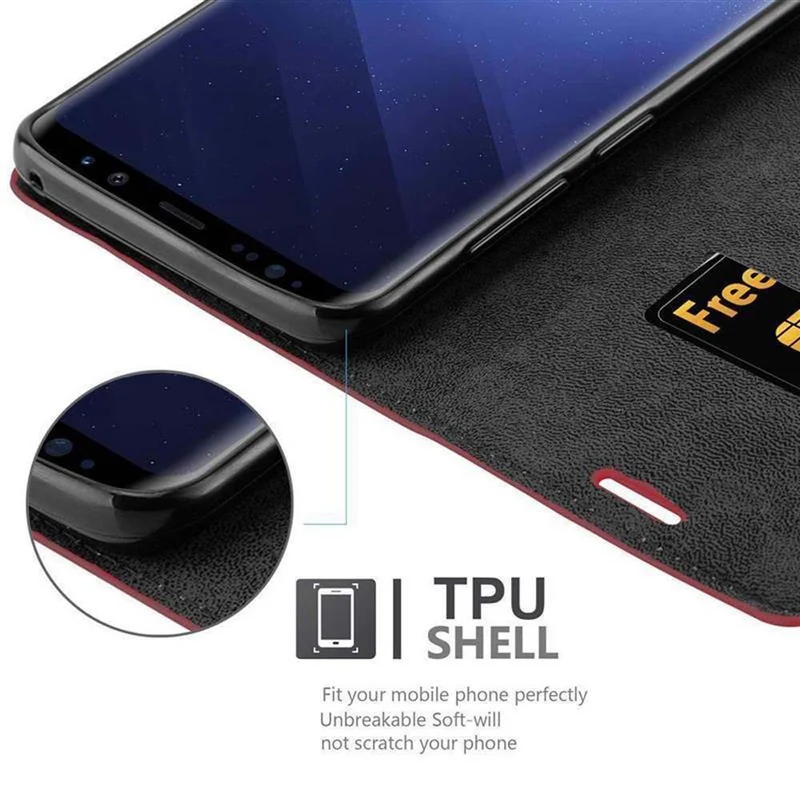 Cadorabo Hülle kompatibel mit Samsung Galaxy S9 PLUS Schutzhülle mit Magnetverschluss, Standfunktion und Kartenfach