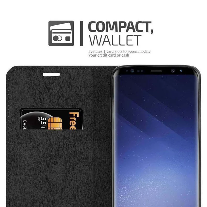 Cadorabo Hülle kompatibel mit Samsung Galaxy S9 PLUS Schutzhülle mit Magnetverschluss, Standfunktion und Kartenfach
