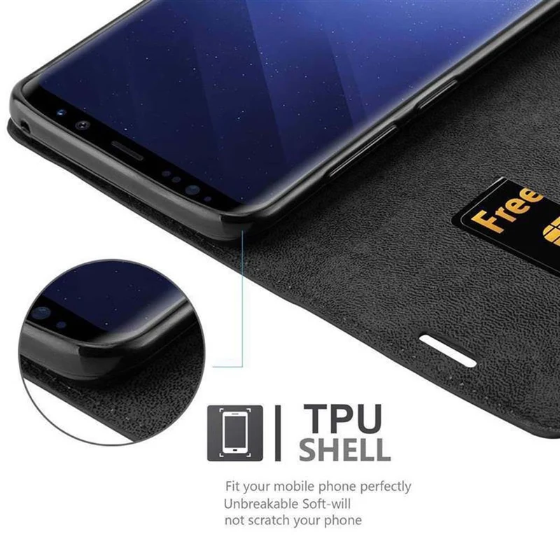 Cadorabo Hülle kompatibel mit Samsung Galaxy S9 PLUS Schutzhülle mit Magnetverschluss, Standfunktion und Kartenfach