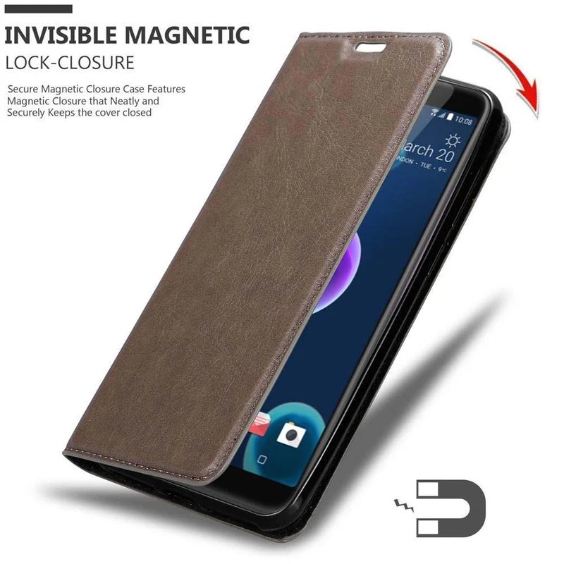 Cadorabo Hülle kompatibel mit HTC Desire 12 Schutzhülle mit Magnetverschluss, Standfunktion und Kartenfach