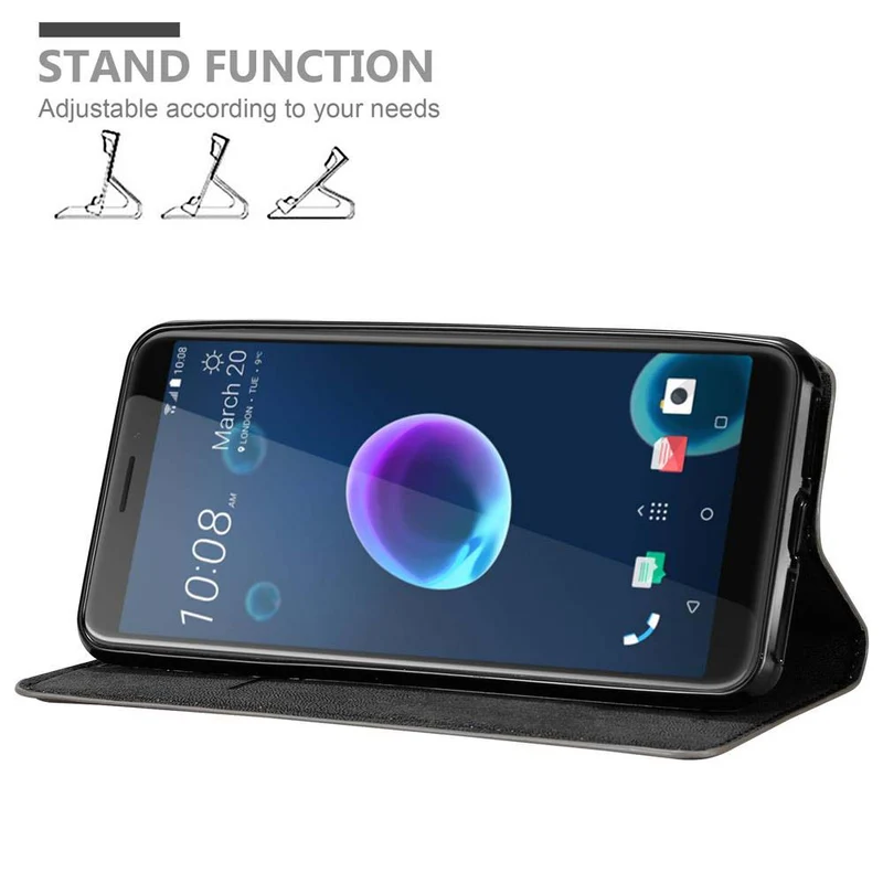 Cadorabo Hülle kompatibel mit HTC Desire 12 Schutzhülle mit Magnetverschluss, Standfunktion und Kartenfach