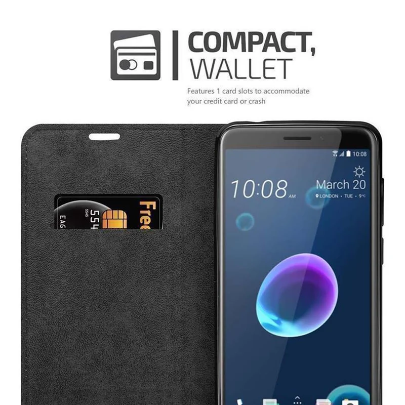 Cadorabo Hülle kompatibel mit HTC Desire 12 Schutzhülle mit Magnetverschluss, Standfunktion und Kartenfach
