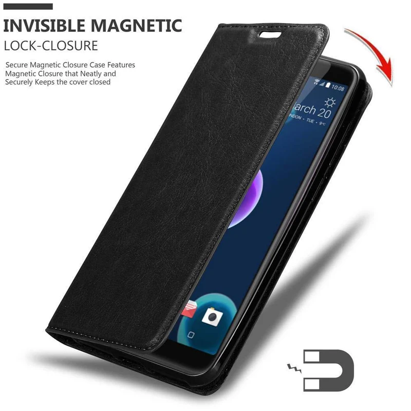 Cadorabo Hülle kompatibel mit HTC Desire 12 Schutzhülle mit Magnetverschluss, Standfunktion und Kartenfach