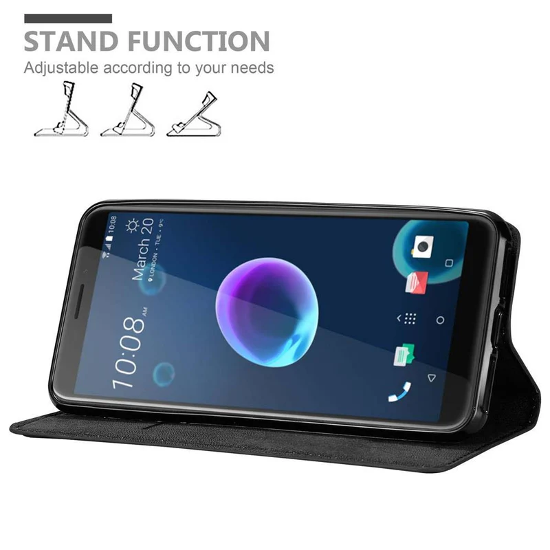Cadorabo Hülle kompatibel mit HTC Desire 12 Schutzhülle mit Magnetverschluss, Standfunktion und Kartenfach