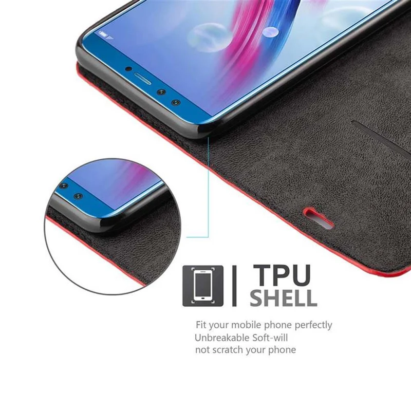 Cadorabo Hülle kompatibel mit Honor 9 LITE Schutzhülle mit Magnetverschluss, Standfunktion und Kartenfach