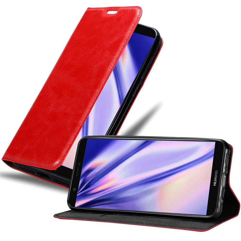 Cadorabo Hülle kompatibel mit Huawei P SMART 2018 / Enjoy 7S Schutzhülle mit Magnetverschluss, Standfunktion und Kartenfach