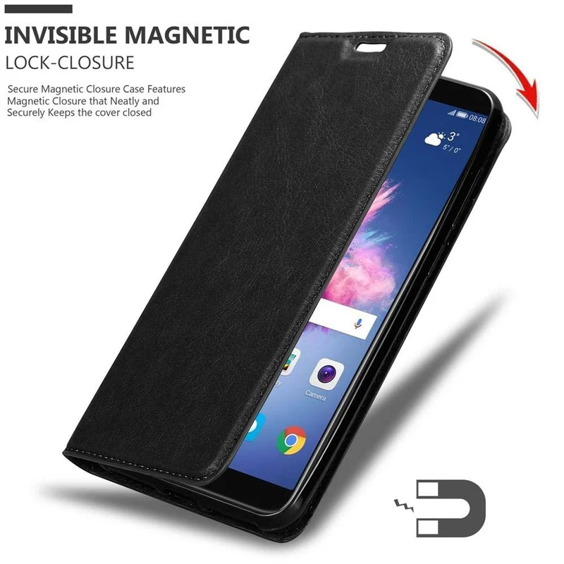 Cadorabo Hülle kompatibel mit Huawei P SMART 2018 / Enjoy 7S Schutzhülle mit Magnetverschluss, Standfunktion und Kartenfach