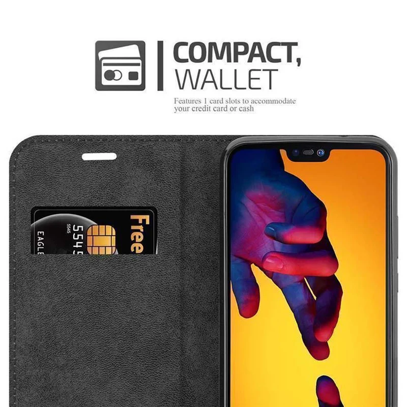 Cadorabo Hülle kompatibel mit Huawei P20 LITE 2018 / NOVA 3E Schutzhülle mit Magnetverschluss, Standfunktion und Kartenfach
