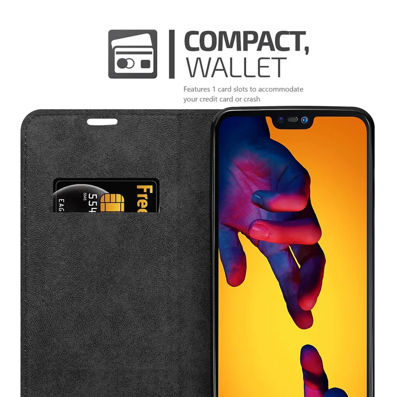 Cadorabo Hülle kompatibel mit Huawei P20 LITE 2018 / NOVA 3E Schutzhülle mit Magnetverschluss, Standfunktion und Kartenfach