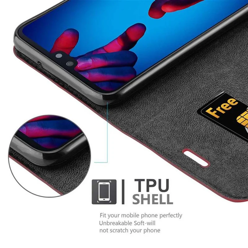 Cadorabo Hülle kompatibel mit Huawei P20 Schutzhülle mit Magnetverschluss, Standfunktion und Kartenfach