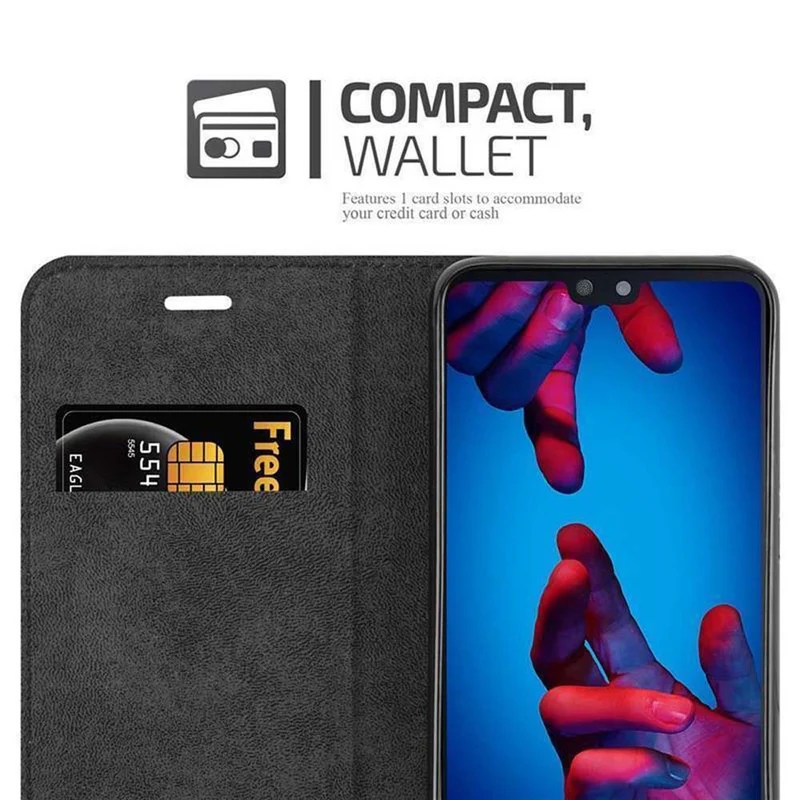 Cadorabo Hülle kompatibel mit Huawei P20 Schutzhülle mit Magnetverschluss, Standfunktion und Kartenfach