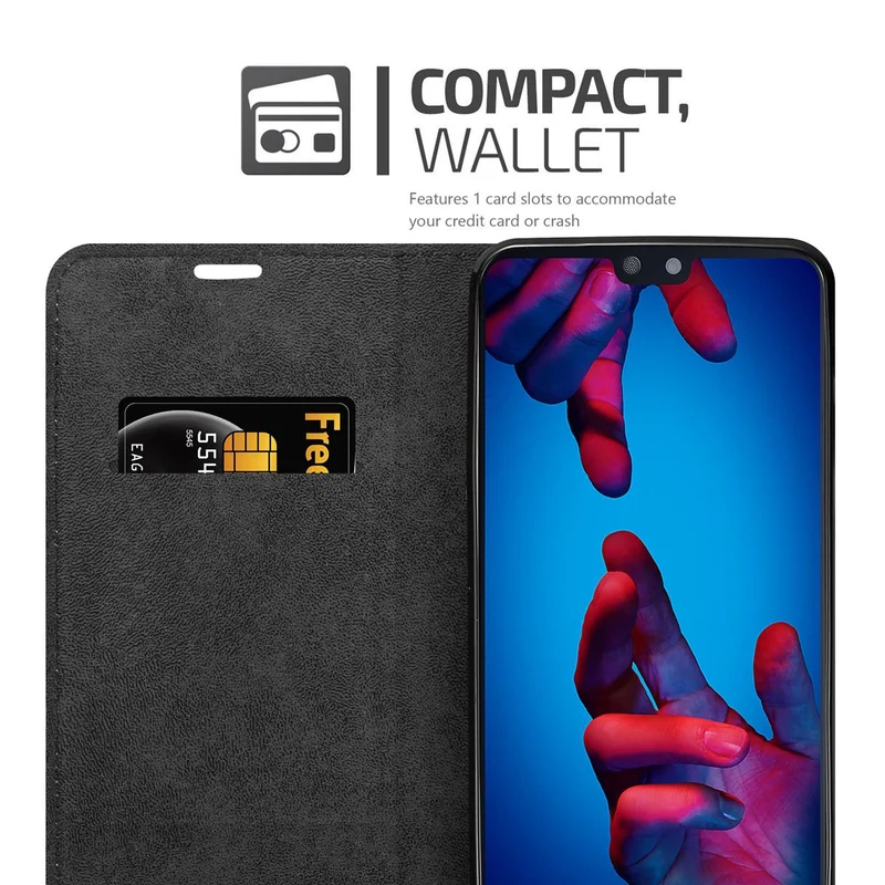 Cadorabo Hülle kompatibel mit Huawei P20 Schutzhülle mit Magnetverschluss, Standfunktion und Kartenfach