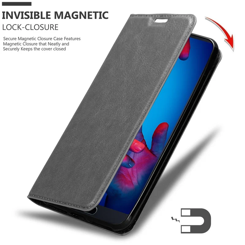 Cadorabo Hülle kompatibel mit Huawei P20 Schutzhülle mit Magnetverschluss, Standfunktion und Kartenfach