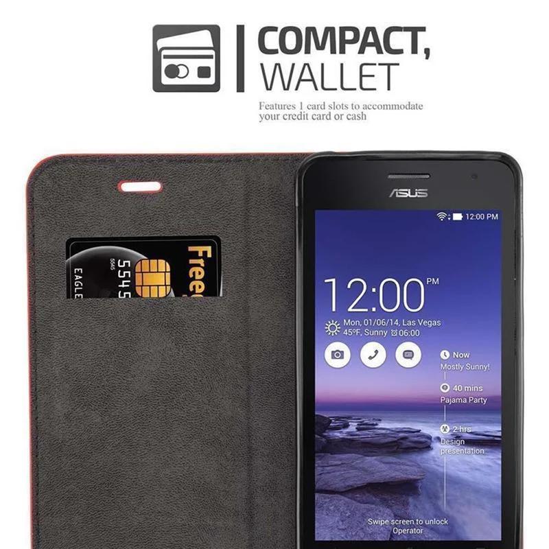 Cadorabo Hülle kompatibel mit Asus ZenFone 5 2014 Schutzhülle mit Magnetverschluss, Standfunktion und Kartenfach