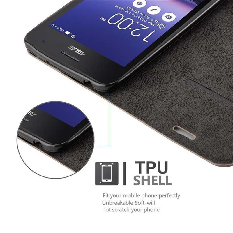 Cadorabo Hülle kompatibel mit Asus ZenFone 5 2014 Schutzhülle mit Magnetverschluss, Standfunktion und Kartenfach