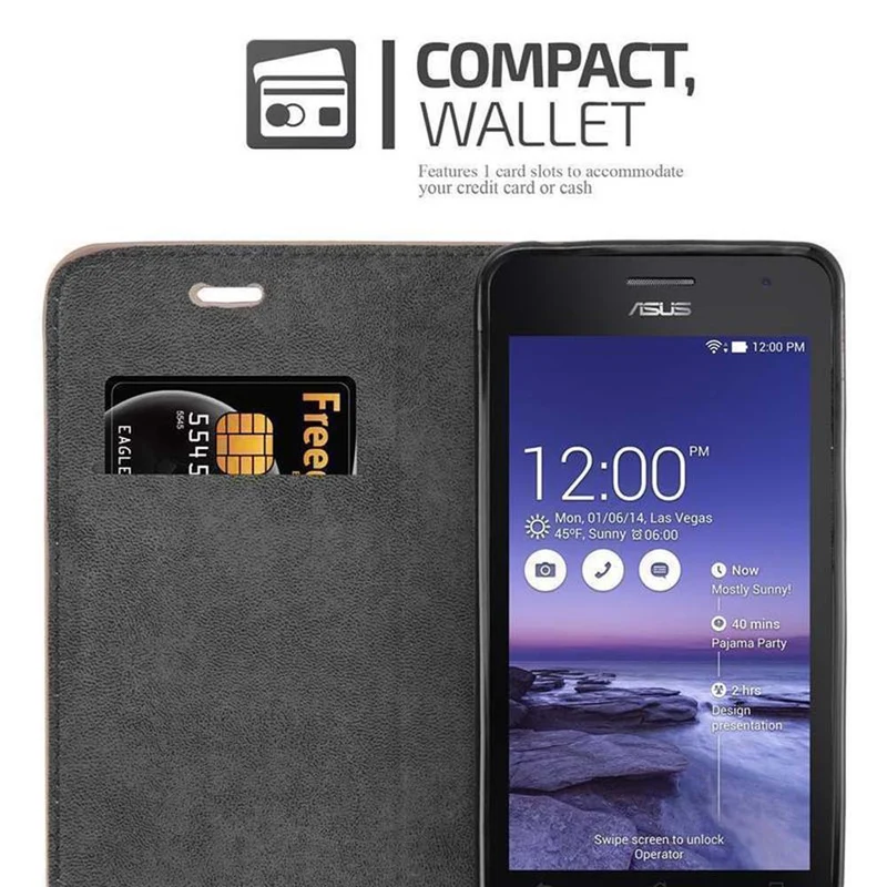 Cadorabo Hülle kompatibel mit Asus ZenFone 5 2014 Schutzhülle mit Magnetverschluss, Standfunktion und Kartenfach