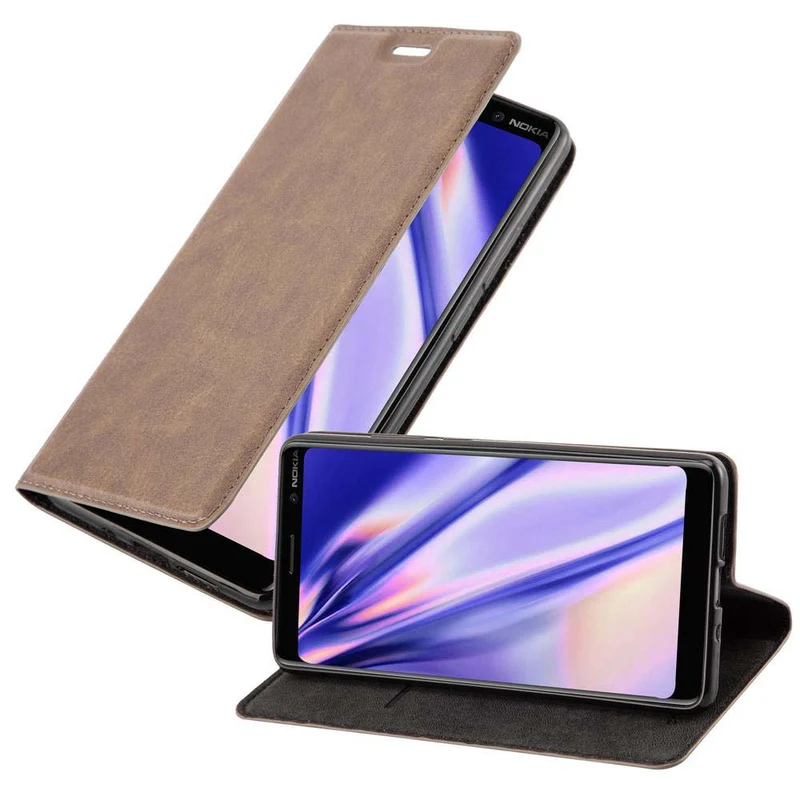 Cadorabo Hülle kompatibel mit Nokia 7 PLUS Schutzhülle mit Magnetverschluss, Standfunktion und Kartenfach