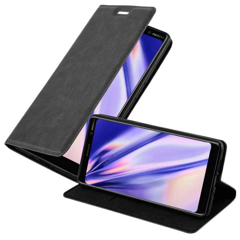 Cadorabo Hülle kompatibel mit Nokia 7 PLUS Schutzhülle mit Magnetverschluss, Standfunktion und Kartenfach