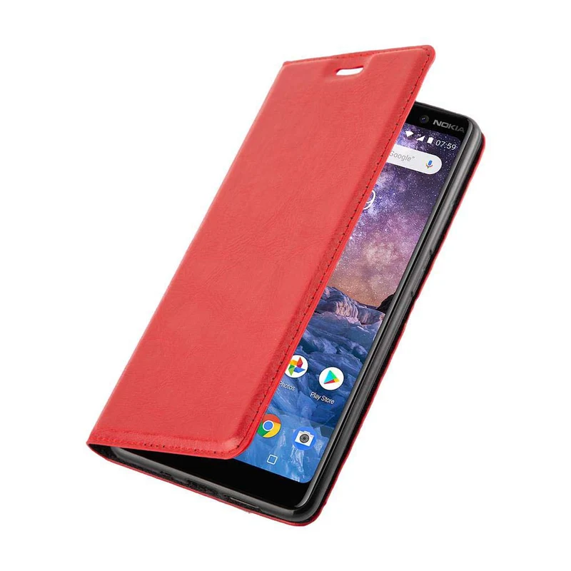Cadorabo Hülle kompatibel mit Nokia 7 PLUS Schutzhülle mit Magnetverschluss, Standfunktion und Kartenfach