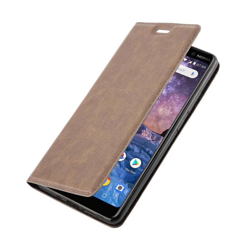 Cadorabo Hülle kompatibel mit Nokia 7 PLUS Schutzhülle mit Magnetverschluss, Standfunktion und Kartenfach