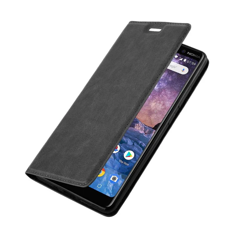 Cadorabo Hülle kompatibel mit Nokia 7 PLUS Schutzhülle mit Magnetverschluss, Standfunktion und Kartenfach