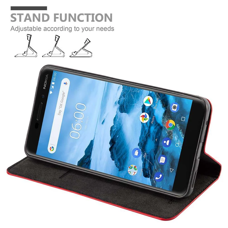 Cadorabo Hülle kompatibel mit Nokia 6,1 Schutzhülle mit Magnetverschluss, Standfunktion und Kartenfach